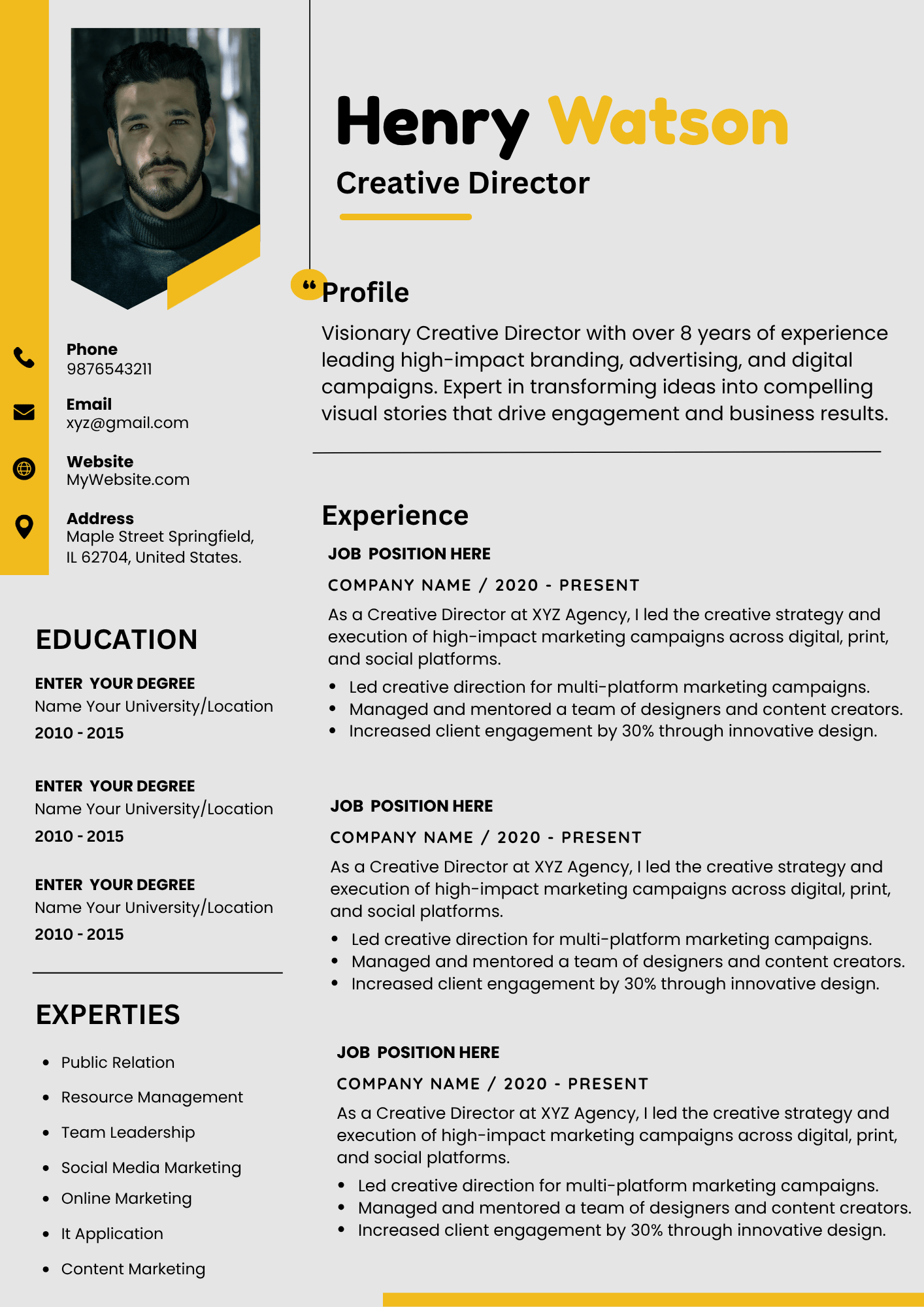 Henry Resume Template